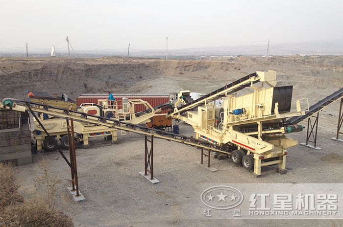 大型車載移動式粉石機作業現場