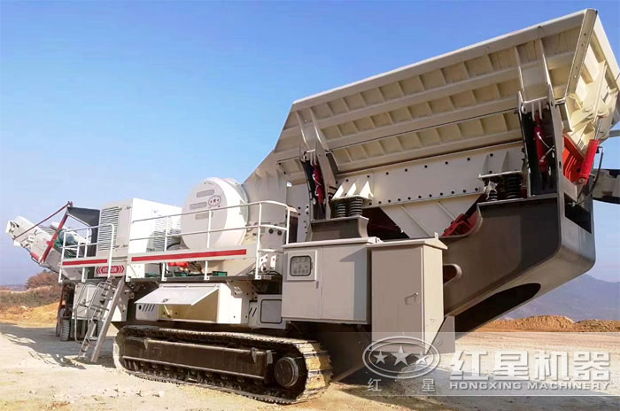時產200噸移動石子破碎機設備展示