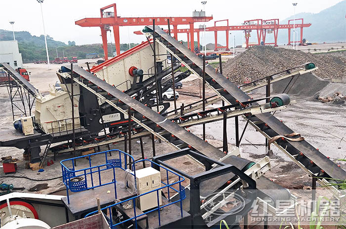 移動式建筑石子破碎機作業現場