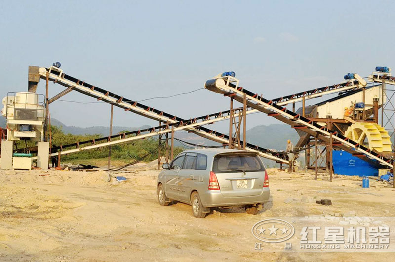 河北時產30噸鵝卵石作業現場