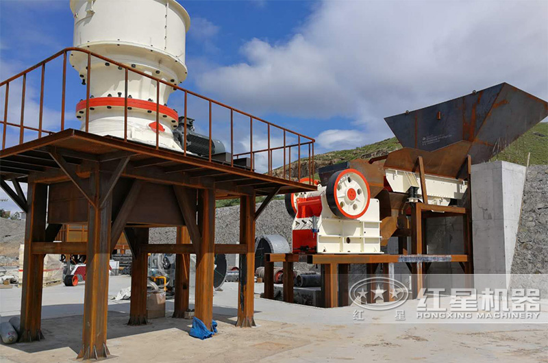 固定式碎石打粉現場