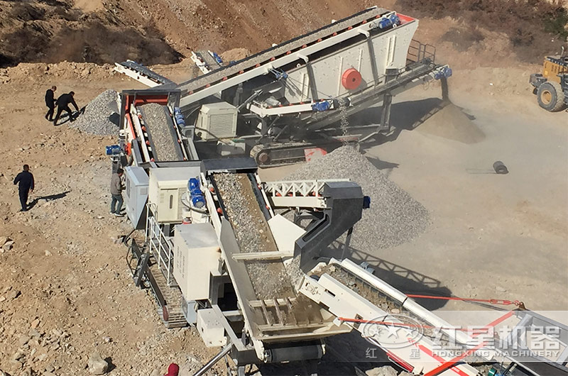 移動式大型鵝卵石制砂生產現場