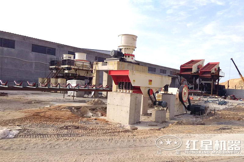 圓錐制砂機加HVI沖擊式制砂機的生產線配置