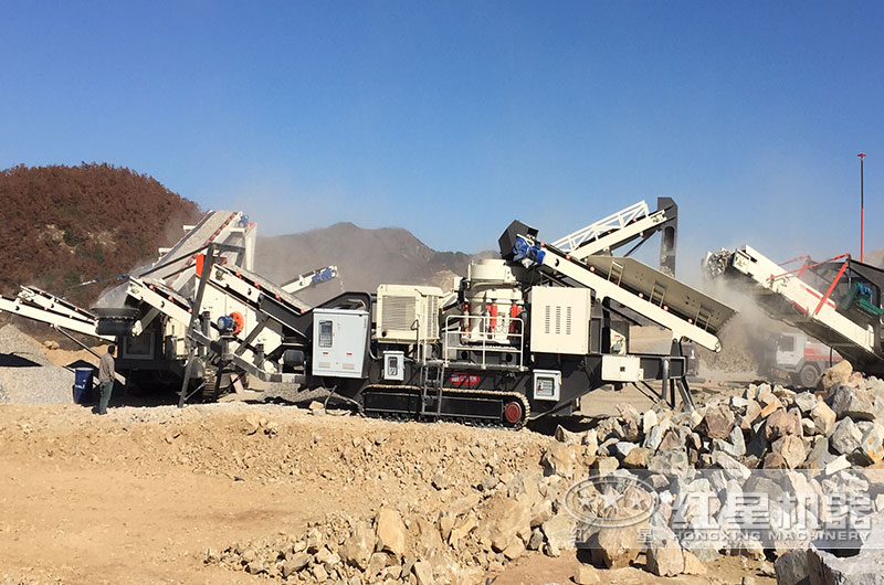 移動式石灰石碎石生產線現場